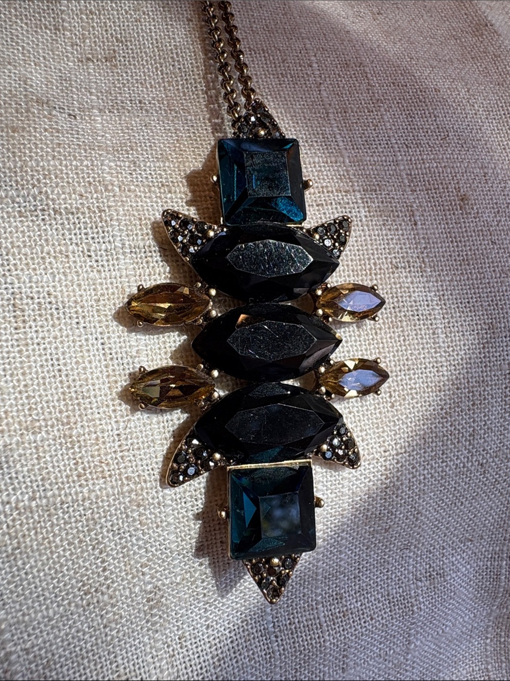J.Crew Elegant Blue and Black Pendant Necklace - Picture 2 of 7
